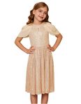 GRACE KARIN Girls Birthday Party Dress Open Back Sequin Prom Dresses for 11-12 Year Old Champagne Gold