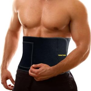 TESETON Waist Trainer for Men Women, Sweat Belt for Men Women, Workout Waist Trimmer, Sweat Belt Sweatband Waist Sport Girdle Sauna Abdominal Belly for Fitness Black M