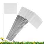 IKAYAS Marking Flags Marker Flags for Lawn 50 Pack, 4 * 5 * 15 Inch White PVC Small Yard Flags Yard Marking Flags Lawn Flags, Garden Flags, Survey Flags, Yard Markers, Irrigation Flags, landscape flag