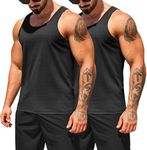 COOFANDY Mens Workout Tank Tops Red Plus Size Tank Top Gym Muscle Polyester Sleeveless Shirts 2 Pack