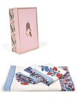 HOUSE OF GULAB Cotton Bath & Hand Towel, Hand Block Printed Towel for Bathroom, Quick Drying Towel for Men & Women, Eco Friendly Towel with Gift Box, Ideal for Daily Use (White & Blue & Red)