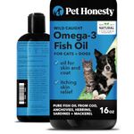 Pet Honesty Omega 3 Fish Oil for Cats & Dogs (16oz), Wild Caught Omega 3 Fish Oil for Dogs Skin and Coat Supplement, Supports Shedding, Skin & Coat, Immunity, Joint, Brain & Heart, EPA + DHA