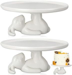 Nuenen 2 Pack Easter Cupcake Stand Bunny Ceramic Dessert Plates 8.3 Inches Easter Serving Dishes Round Dessert Tray Easter Bunny Decorations for Easter Eggs, Cookies and Candy