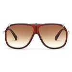 Freckles Mark 70s Italian Mob Boss Retro Square Sunglasses for Men Women Vintage Disco Sun Glasses, Brown/Gold, Medium