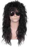 FantaLook Mens 80S Long Curly Black