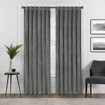 Eclipse Harper Velvet Rod Pocket Curtains for Bedroom, Single Panel, 50 in x 95 in, Charcoal