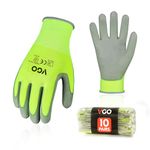 Vgo... 10Pairs Safety Work Gloves,Gardening Gloves,Polyurethane Coated,Dipping Gloves,Latex Free(PU2103)