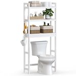 SONGMICS Over-The-Toilet Storage Bathroom Organizer Toilet Rack with Adjustable Shelf, White UBTS01WT