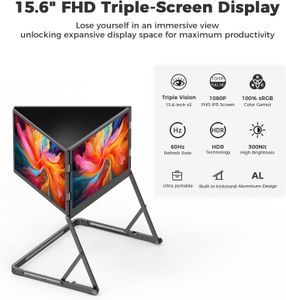 GFORIT Triple Laptop Screen Extender – 15.6" Portable Monitor