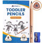 Learning Pencils For Toddlers 2-4 Years–Kids Pencils For Beginners, Toddlers And Preschoolers, Jumbo Triangle Shape With Soft Graphite (8pk+Sharpener)