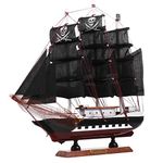 IMIKEYA Wooden Pirate Boat Model Pirate Ship Sculpture Pirate Yacht Toy Nautical Ship Decorationfor Office Home Coastal Pirate Party Table Decoration