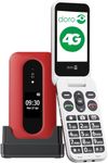 DORO - Doro Leva L30 - Senior Mobile Phone - 4G Folding Mobile Phone without Contract - External Display - HD Audio Quality - Camera - Emergency Button with GPS - Including Charging Station - Red