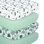 The Peanutshell Crib Sheets for Boys or Girls, Neutral Fitted Baby Bedding Sheet Set, Unisex 4 Pack, Standard Size Crib Mattress, 52x28, Jungle Safari Forest & Pastel Green Nursery Decor