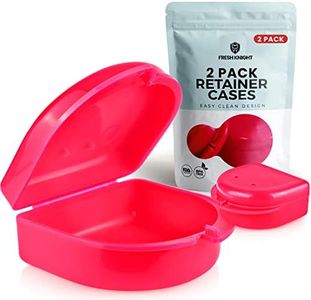 Retainer Case (2 Pack). Retainer Case with Vent Holes. Perfect for Denture, Mouth Guard, Aligners. (Bright Pink)