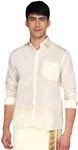 PRAKASAM COTTON Men's Art Silk Full Sleeve Cream Shirt/Wedding Shirt for Mens (in, Numeric, 40, Regular, Cream)