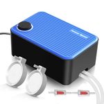 Forever Speed Aquarium Air Pump Silent Ultra <40dB, 5.5W Adjustable Aerator Fish Tank Air Pump Silent for Aquarium Oxygen Pump with 2 outlet Accessories up to 400L, 240L/H