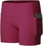 Willit Girls' 4" Volleyball Shorts Youth Spandex Dance Yoga Athletic Shorts Kids Running Biker Shorts with Pockets Wine Red M