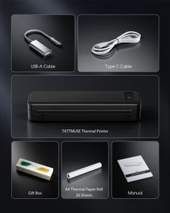 Portable A4 Thermal Printer – Compact Wireless, Black