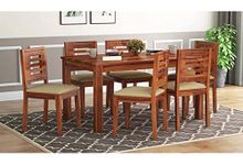 ORMEE Solid Sheesham Wood 6 Seater Dining Table with 6 Chair for Living Room | Sheesham Wood Dining Set | Hotel Restaurant Dining Set | 6 Seater Dining Set (6 Seater Dining, Brown)