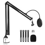 Microphone Stand Extension Arm, TONOR Studio Suspension Scissor Boom Arm with Pop Filter, 3/8" to 5/8" Adapter, Mic Clip, Upgraded Heavy Duty Clamp for Blue Yeti Snowball Ice and Other Mics(T30)