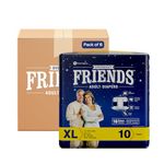 Friends Overnight Adult Diaper XL Size Tape | 60 Count (Extra Large) | Waist 35.43 – 65.35 inch | 16 Hrs Protection | Leakproof | Quick & Even Absorption | Unisex | Wetness Indicator| Odour lock | Aloe Vera & Anti-Bacterial Absorbent Core
