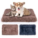 MICOOYO Dog Crate Bed Mattress, Fleece Pet Cushion Bed Mat, Washable Cat Cushion Pad for Small Dog Cat Puppy(61 * 41 cm, 2pcs)