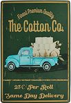 TISOSO The Cotton CO Toilet Paper Funny Truck Vintage Metal Tin Sign Farmhouse Home Decor for Office, Home, Bathroom, Restroom 8X12Inch