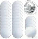 24PCS Alloy Blank Challenge Coins 40mm Laser Engravable Threaded Edge with Acrylic Protection Box for DIY Crafts and Commemorative Collection (Silver-Plated)