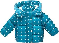 Bold N Elegant Girls Polka Dot Duck Print Winter Warm Quilted Bomber Hood Jacket Coat Puffer Jacket Coat for Infant Toddler Kids (4-5 Years, Dark Green)