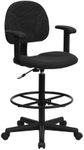 Flash Furniture Bruce Black Patterned Fabric Drafting Chair with Adjustable Arms (Cylinders: 22.5''-27''H or 26''-30.5''H)