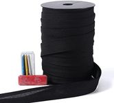 Bias Tape Double Fold 1 inch, Double Fold Bias Binding Tape 55 Yards (Black) and 4 Pieces Sewing Fabric Chalks for Crafts, Sewing, Seaming, Hemming, Piping, Quilting.