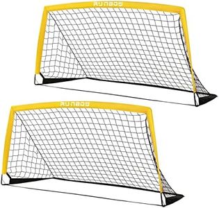 RUNBOW 6x4 ft Portable Kids Soccer Goal for Backyard Practice Soccer Net with Carry Bag (6x4 FT, 2 Pack, Yellow)