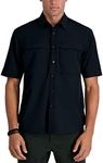 Haggar Men's Performance Stretch Vent Shirt, Black, Large