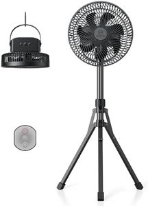 20000 mAh Oscillating Floor Fan with Remote Control and 4 Speeds, 10’’ Battery Operated Quiet Pedestal Fan,Timer, Adjustable Height, Max 77H Runtime, Foldable Detachable Tripod &Handle for Home, Tent
