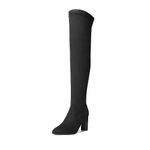 DREAM PAIRS Women's Over The Knee Stretch Thigh High Boots Chunky High Heels Pointed Toe Long Fall Boots,Size 6.5,Black-Suede,SDOB2303W