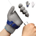 Schwer 2.0 Upgraded Version of Level 9 Cut Resistant Glove Upgraded Cutting Glove Durable Rustproof Reliable Stainless Steel Mesh Metal Wire Glove Latest Material Cutting Glove(M)