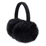 Sudawave Women Girls Winter Warm Adjustable Knitted Faux Fur Plush Earmuffs Warmers (Black)