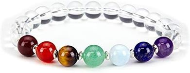 Cherry Tree Collection Chakra Stretch Bracelet | Genuine Natural 8mm Gemstones Beads, Sterling Silver Spacers | Men/Women | Small, Medium, Large Sizes, Medium, Stone