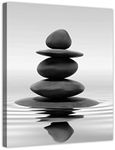 LZIMU Black and White Zen Wall Art Stones in Water Pictures Print on Canvas for Bathroom Yoga Meditation Spa Room Living Room Bedroom Wall Decorations Framed (Zen-1, 12"x18" (30x45cm))