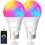 ANTELA Smart Bulb E27 Alexa WiFi Light Bulbs, 9W 1000LM LED Screw Bulb 2700K-6500K RGB Multicolored Dimmable, Smart Life App Control, Compatible with Alexa, Google Home, No Hub Required, 2.4GHz, 2PCS