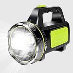 KISUFU Rechargeable LED Torch Camping Lantern with Charger, 10000 Lumen Super Bright Searchlight Flashlight Spotlight Hunting Lamp Black for Outdoor Hiking Fishing,Power Cuts, Emergency and More