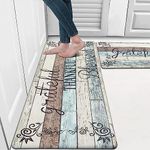 Enyhom Kitchen Mats Non Slip Waterproof, 2 Piece Washable Hallway Runner Set, Cushioned Comfort Kitchen Standing Mats, PVC Foam Anti Fatigue Floor Mat Sets for Entrance Bedroom Living Room