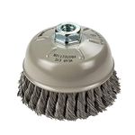 Forney 72871 Wire Cup Brush, Industrial Pro Twist Knot with 5/8-Inch-11 Threaded Arbor, 6-Inch-by-.020-Inch