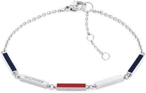 Tommy Hilfiger Women's Stainless Steel and enamel 2780812 Link Charm Bracelet, SILVER, One Size