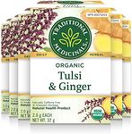 Traditional Medicinals - Organic Tulsi with Ginger Herbal Tea (Pack of 6) - Adaptogen That Helps Increase Energy and Stress Response - 96 Tea Bags Total