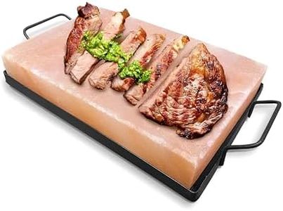 Himalayan Salt Block Cooking Plate 12x8x2" for Cooking, Grilling, Cutting and Serving, with Steel Tray