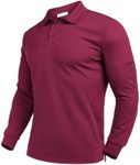 Deyeek Mens Polo Shirts Quick Dry Black Long Sleeve Polo Shirts for Men UPF 50+ Sun Protection Golf Polo Shirts Dark Red 3XL