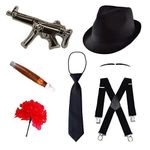 Robelli Small Gangster Fancy Dress Set (Hat, Tie, Braces, Moustache, Gun, Cigar & Carnation)