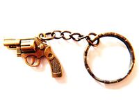 Bronze Tone Steel Stylish Gangsta' Gangster Cowboy Secret Agent Gun Handgun Keyring Weapons Bag charm