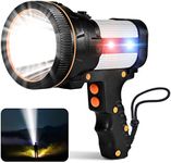 High Power Rechargeable Flashlight 7800 Lumens Super Bright Handheld Strong Spotlight Flashlight with 5 Lighting Modes, IPX4 Waterproof(Silver)